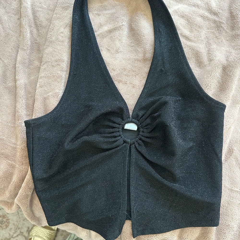 Elegant Black Halter Top